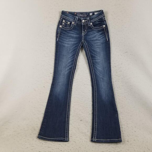 Miss Me Jeans Womens 24 Dark Wash Signature Rise Bootcut Embellished JE8076BR - Picture 1 of 16